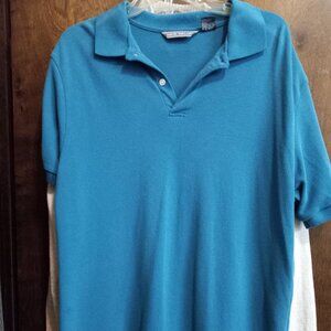 Men's medium blue David Taylor Polo, XL with some wear
